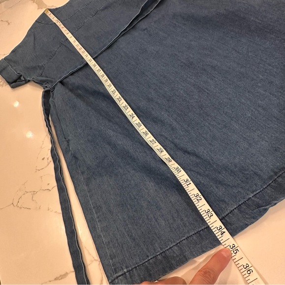 Vintage Y2K Mo: Vint Anthropologie Denim Dress Sz M Cotton Linen Blue Tie Waist - Picture 13 of 13